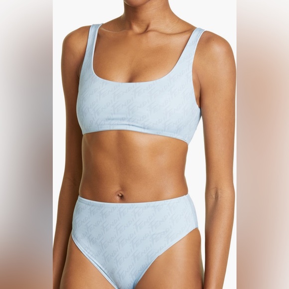 New Authentic Fendi Brush Logo Reversible Two-Piece Swimsuit - Picture 4 of 14